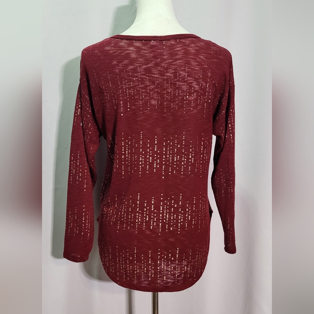 No Boundaries Juniors Burgundy Red Long Sleeve Tunic Top Size Small (3-5) - Picture 8 of 9
